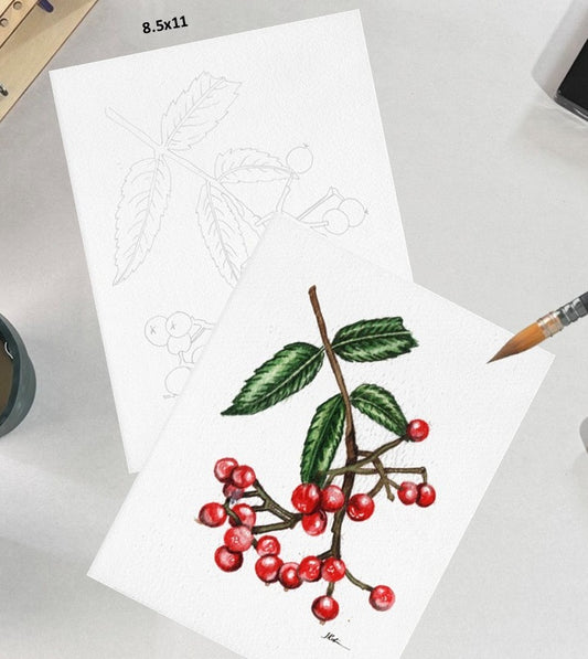 Red Berries 8.5x11 Template