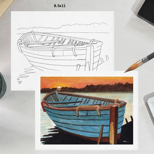 Blue Boat 8.5x11 Template