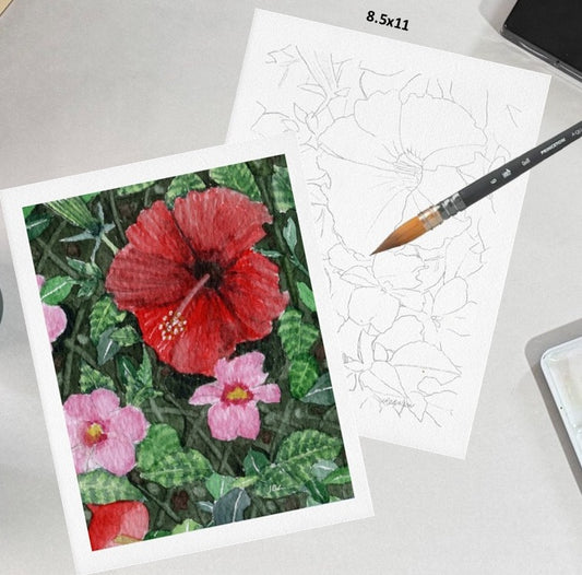 Red Flower 8.5x11 Template