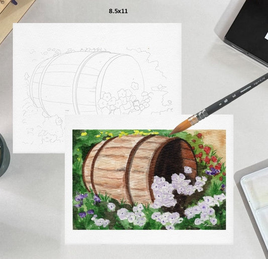 Flowers in a Barrell 8.5x11 Template