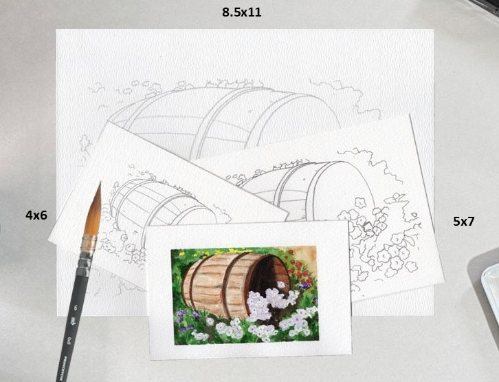 3 Pack Barrel of Flowers 4x6, 5x7 and 8.5x11 Templates