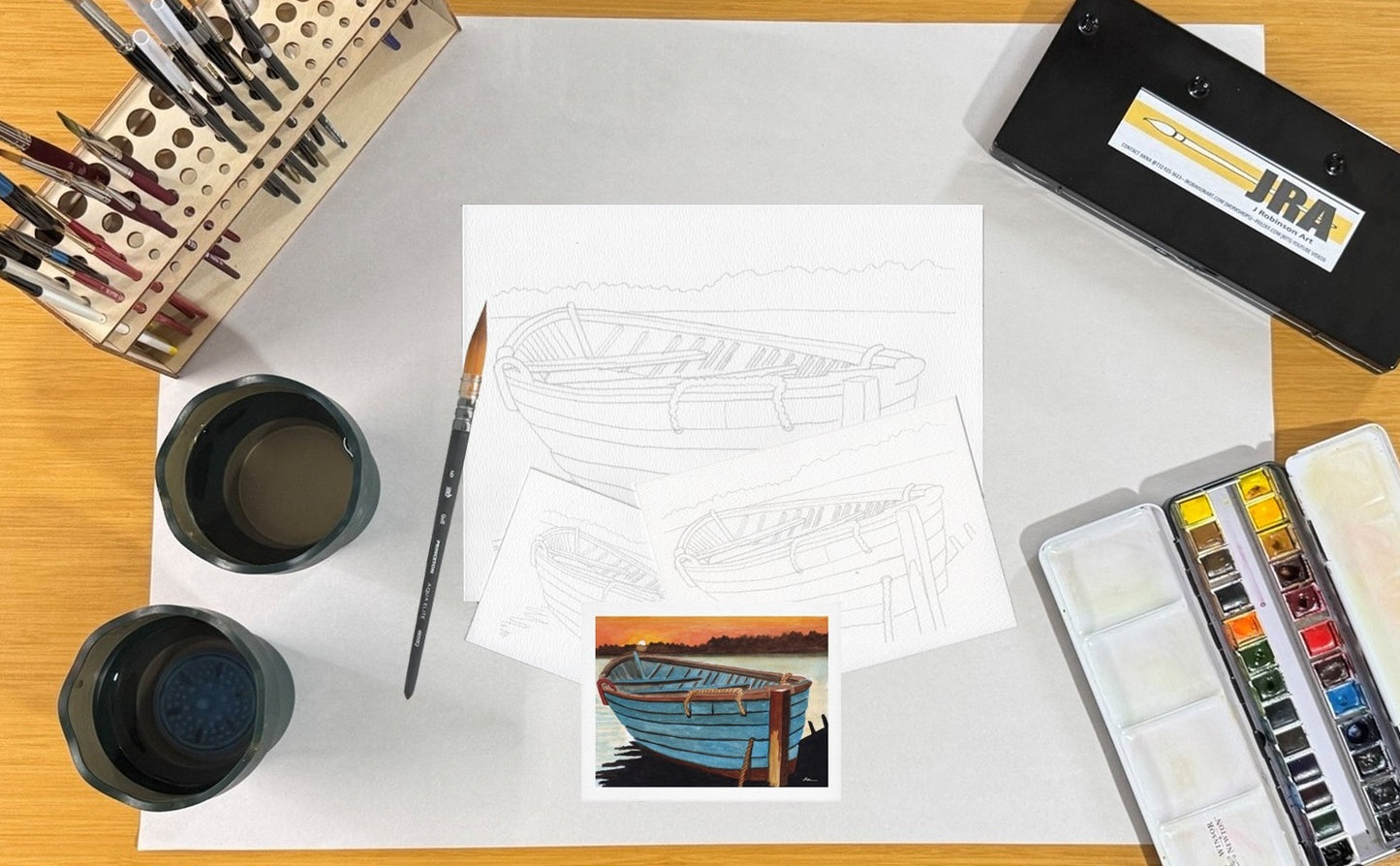 3 Pack Blue Boat 4x6, 5x7, 8.5x11 Templates
