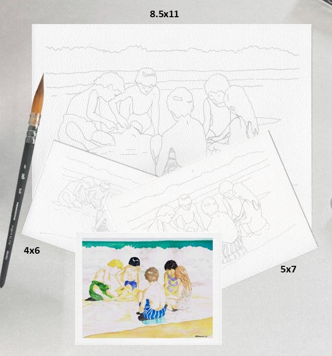3 Pack Children at the Beach 4x6, 5x7 and 8.5x11 Templates
