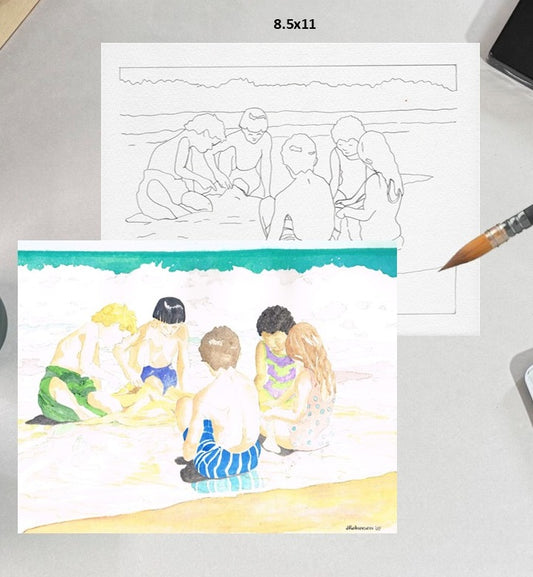 Children on the Beach 8.5x11 Template