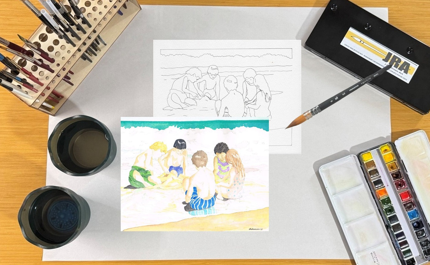 Children on the Beach 8.5x11 Template