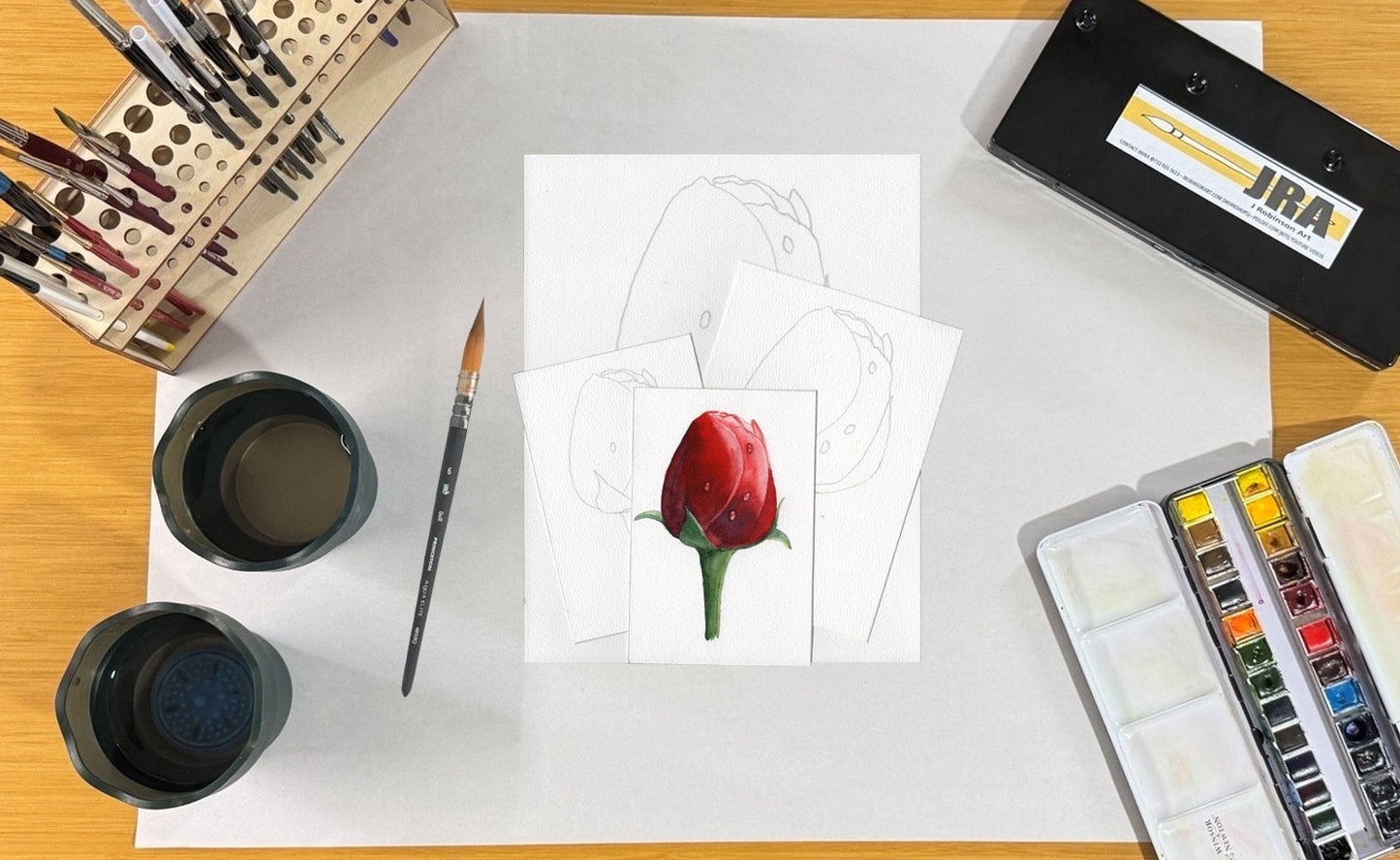 3 Pack Red Rose Buds 4x6, 5x7 and 8.5x11 Templates