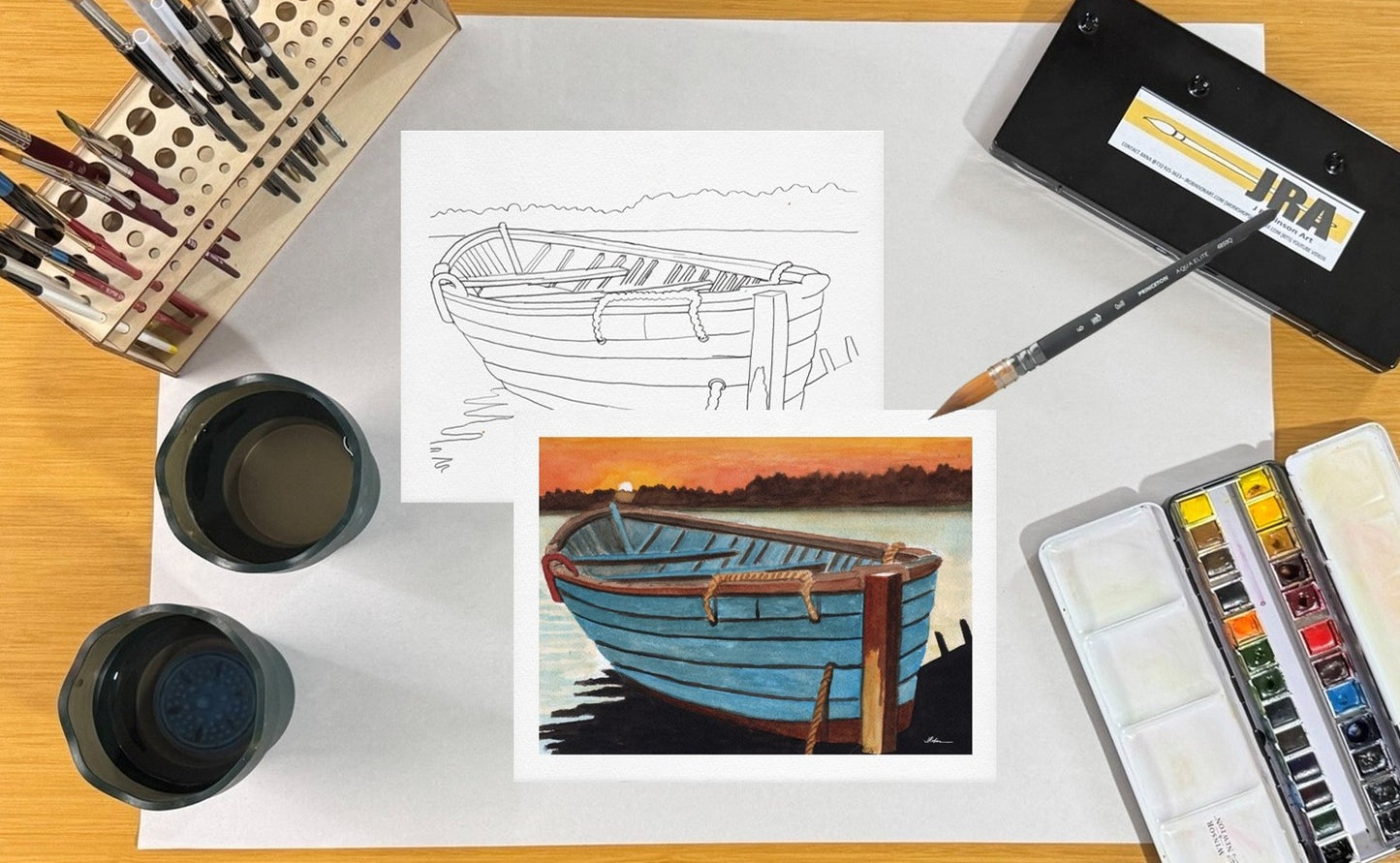 Blue Boat 8.5x11 Template