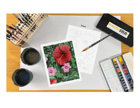 Red Flower 8.5x11 Template