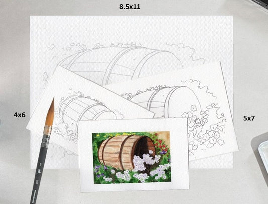 3 Pack Barrel of Flowers 4x6, 5x7 and 8.5x11 Templates