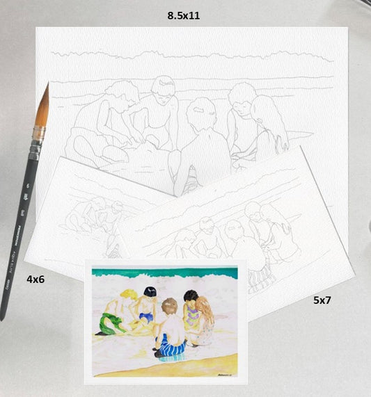 3 Pack Children at the Beach 4x6, 5x7 and 8.5x11 Templates